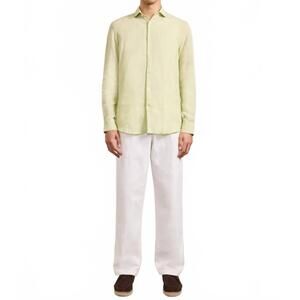 NEW FRESCOBAL CARIOCA antonio gd linen long sleeve shirt in pistachio